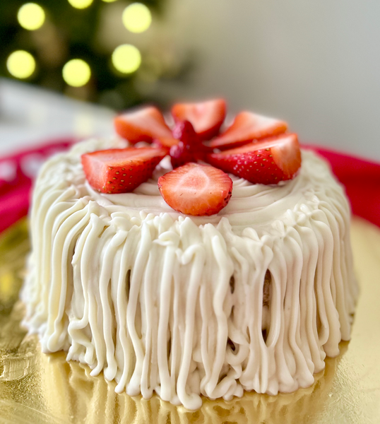 Strawberry Cake with Vegan Buttercream Frosting