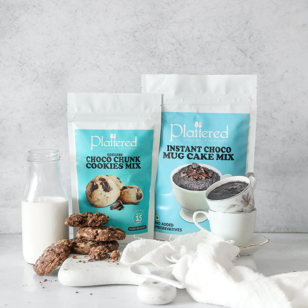 Choco Chunk Cookie Mix + Instant Choco Mug Cake Mix | EGGLESS | Vegan Friendly